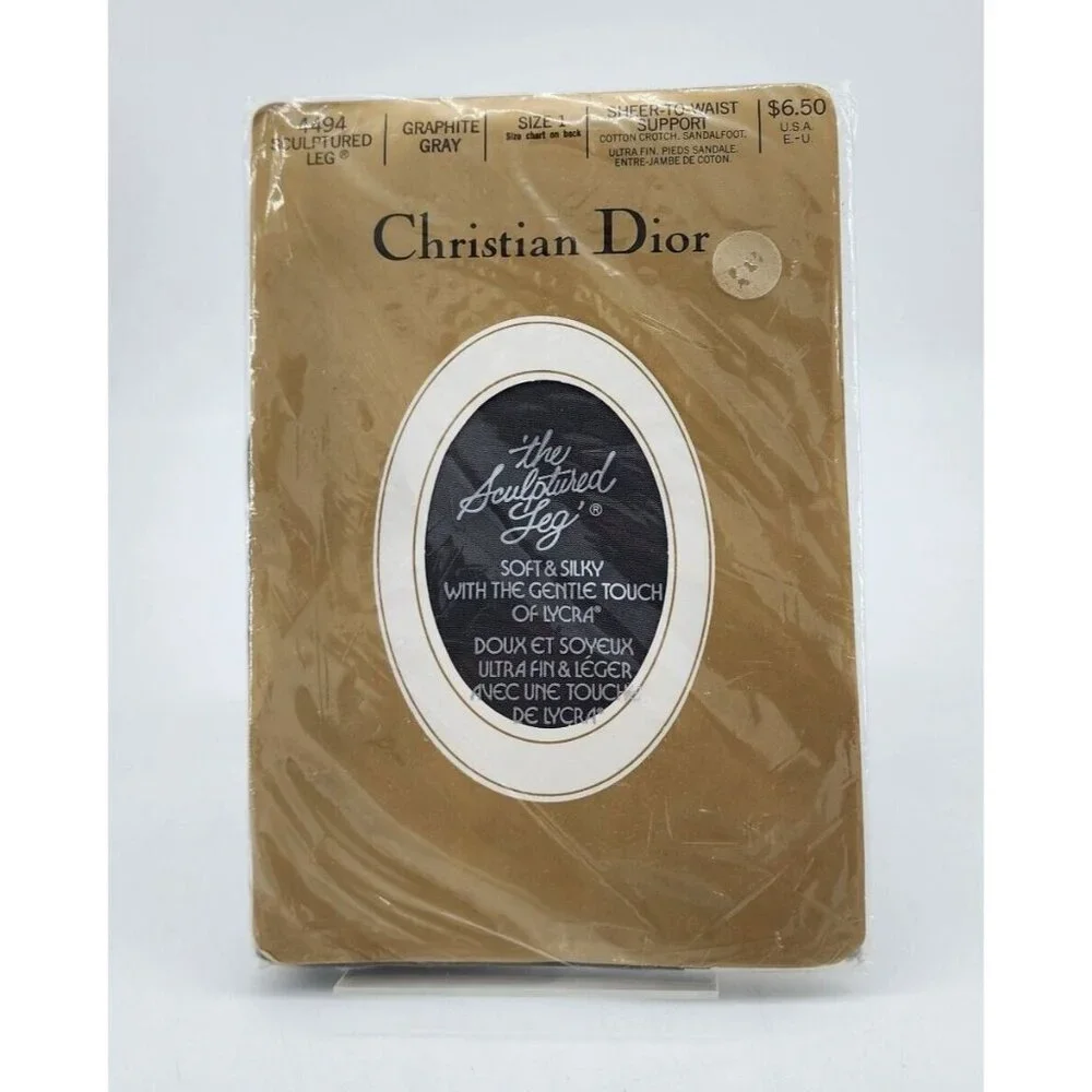 Christian Dior The Sculpted Leg Support Pantyhose Style 4494 Graphite‎ Gray Sz 1